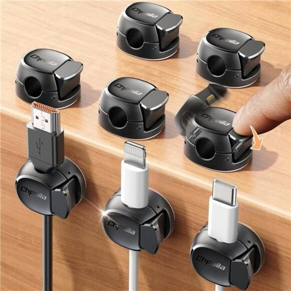 Cord organizer cable clips adhesive wire holder desk charger cord management set - Picture 1 of 7